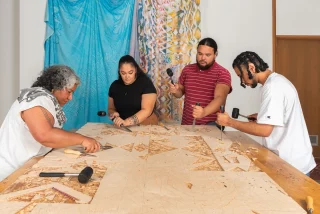 Join us for an intimate gathering celebrating The last coconut drifted, a solo exhibition by Morgan Hogg. 
Featuring a live performance by Morgan and an artist kōrero with special guests Cook Islands sculptor Henry Tavioni, and cultural guardian Gina Tavioni Bamber, founder of Te Toki Tupuna (Cook Islands Heritage and Arts Society).
To end the night, savour a thoughtfully prepared meal from Lawan Catering, specially chosen by Henry and Gina. 
This is a night for deep listening, for connecting across oceans, generations, and disciplines.  Wednesday 4 June 
6:00 pm to 8:30 pm  Book now, limited availability. 
Link via bio.  @blacktowncitycouncil @creatensw @morgan._.hogg @ciheritageandarts @lawan_catering 
#BlacktownArts #BlacktownCityCouncil #Artisttalk #Exhibition #Evening #Performance
