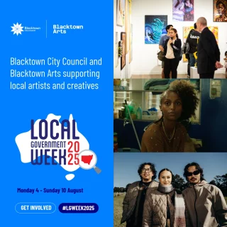 Blacktown City Council promotes and supports local artists and our creative community through Blacktown Arts and The Leo Kelly Blacktown Arts Centre. 
With council’s investment for nearly 30 years, the acclaimed Blacktown City Art Prize has showcased the creativity of the region, providing emerging and established visual artists the opportunity to exhibit their work and win cash prizes. 
Additionally, this ongoing assistance extends to the Blacktown City Creative Arts Fund, with funding provided for new projects and creative growth for local artists, creatives, groups and organisations. 
Since 2019, the Blacktown Shorts Film Festival has been a way for the Blacktown City Council and Blacktown Arts to aid in the development of local stories by western Sydney filmmakers. 
Blacktown City Council and Blacktown Arts are committed to exploring innovative and culturally-diverse work that reflects Blacktown and western Sydney. 
@blacktowncitycouncil @lgnsw  #BlacktownArts #BlacktownCityCouncil #LGWEEK2025  ---
Images: 2024 Blacktown City Art Prize opening night, photo by Liza Moscatelli, Mosca Media Australia  ID: 3 images from varying programs, Image 1 showcases people viewing artwork during the opening night of the 2024 Blacktown City Art Prize. Image 2 shows a film still frame with one person in it. Image 3 shows 3 members from music group 'mel.wav' standing and looking into the camera