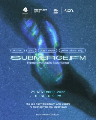 The SUBMERGE.FM line-up announced! 
Join us for an intimate evening of spectacular pop, R&B and experimental sounds, brought to you by: 
gemma ylana (DJ) 
Gabby Nacua 
AnSo joined by Risako Katsumata and Alana Searles 
FRIDAY* 
If you’re keen to groove to some cool beats, book your tickets now! Link in bio. 
@blacktowncitycouncil @esky.esk @seenonfriday @gemmayyylana @an.so.ie @alana__searles @risa.kats @gabbynacua  Poster by: @opn.community  #BlacktownArts #BlacktownCityCouncil #SUBMERGEFM #Livemusic #westernSydney