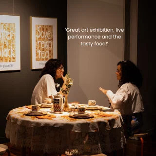 There is a little under a month left to visit ‘Ghosts in the Kitchen’ guest curated by Rebecca Ray.  The exhibition tells stories of how food carries ancestral knowledge and upholds resilience in the face of colonisation. The earthy colours of the works and gallery walls complement each other to take you through a journey of survival and cultural reclamation.  Open until 13 December.  @blacktowncitycouncil @creatensw  @brekkyyy  #BlacktownArts #BlacktownCityCouncil #GhostsintheKitchen #RebeccaRay #FirstNations #Exhibition #Free
---
Images: Ghosts in the Kitchen, Opening Event and Performance Night, 2025, photo by Katy Cao @ktycao
ID: Images showcase the event night consisting of exhibition opening with performances, poetry and dance