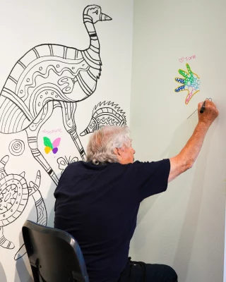 Leave your mark at Blacktown Garage Party! 🎨  Join a special live drawing collaboration in Gallery 2 with Uncle Danny Eastwood and Dharug artist Billy Bain, alongside special guests Tarni Eastwood and Kathleen Bain. 
Come create, connect, and be part of the walls of the arts centre one last time. 
@blacktowncitycouncil @billy_bain @kathleen_bain @tarnieastwood  #BlacktownArts #BlacktownCityCouncil #BlacktownGarageParty #UncleDannyEastwood #BillyBain #Free  ---
Images: Courtesy of Blacktown Arts 
ID: Images showcase special collaboration in Gallery 2 with Uncle Danny and Tarni Eastwood's stencil kit