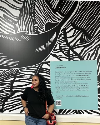 This family-friendly, drop-in printmaking workshop is led by Sāmoan printmaker Noelle Moa (Ula&HerBrothers) and invites children, parents, carers, Elders and community members to create together through Pacific tapa traditions. 
Tapa (decorated barkcloth) is known as siapo in Sāmoa, ngatu in Tonga, masi in Fiji, and aute in Te Reo Māori, and has been made for centuries across the Pacific to share stories, identity and cultural knowledge. 
Participants will be introduced to Pacific mamanu (designs and motifs), learning the names, meanings, and stories behind these patterns. 
Through guided drawing, carving, and printing, participants will create their own tapa-inspired print to take home. Younger participants are supported to work alongside parents, carers, or older family members, encouraging shared learning and creativity.  Thursday 15 January 
10 am to 4 pm 
Includes art installation, workshops and performance  Friday 16 January 
3 pm to 9 pm 
Includes art installation and performances only  Register now, link in bio.  @blacktowncitycouncil @sydney_festival @ulaandherbrothers  #BlacktownArts #BlacktownCityCouncil #BlacktownGarageParty #Free #Workshops #PrintMaking #Family #Blacktown #thingstodo
--- 
Images: Image 1, Noella Moa, courtesy of artist. Image, UlaandHerBrothers handmade jewellery, courtesy of artist
ID: Images show artist and the handmade earrings they have made with printmaking that will be taught at the Blacktown Garage Party on Thursdaay