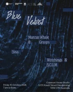 Join us for an immersive sound experience at Blue Velvet 💙🌹 
Curator Aeddan Cox has cultivated an ethereal evening that centres listening as an act of togetherness, with music produced by some of Sydney’s most innovative, left-field performers. 
Line-up: 
Sina 
Wytchings x S.C.U.M 
Marcus Whale x Grasps  Friday 16 October
7 pm to 9 pm 
📍 Common House Studio @commonhouse.studio  Grab your tickets now!  Link in bio. 
@blacktowncitycouncil @creatensw @aeddancc @wytchings @scum.noise @marcuswhaleinlandsea @sin____a_ @grasps_ 
#BlacktownArts #BlacktownCityCouncil #BlueVelvet #Music #Event 
#westernSydney 
--- 
Poster design by @wetdampbody